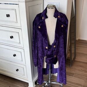 Handmade quality purple crushed velvet tailcoat costume cosplay jacket